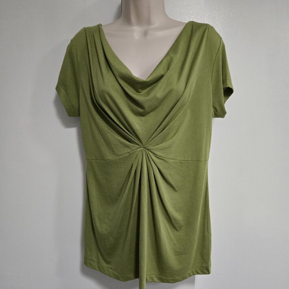 Alex Marie Size M Green Knit Top Pullover Cap Sleeve Drape Scoop Neck NEW $59